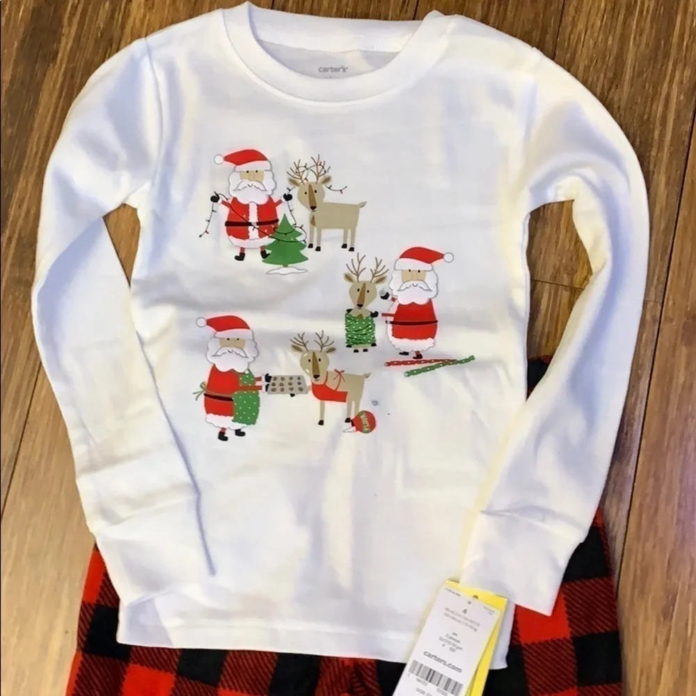 Adorable Carter's Santa Pajamas with Buffalo Plaid Print